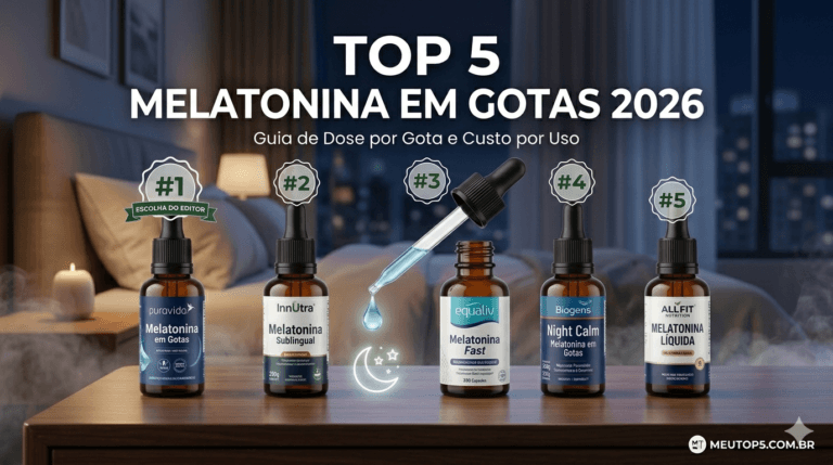 Melhor melatonina em gotas 2026: Top 5 opções + guia (dose por gota e custo por uso)