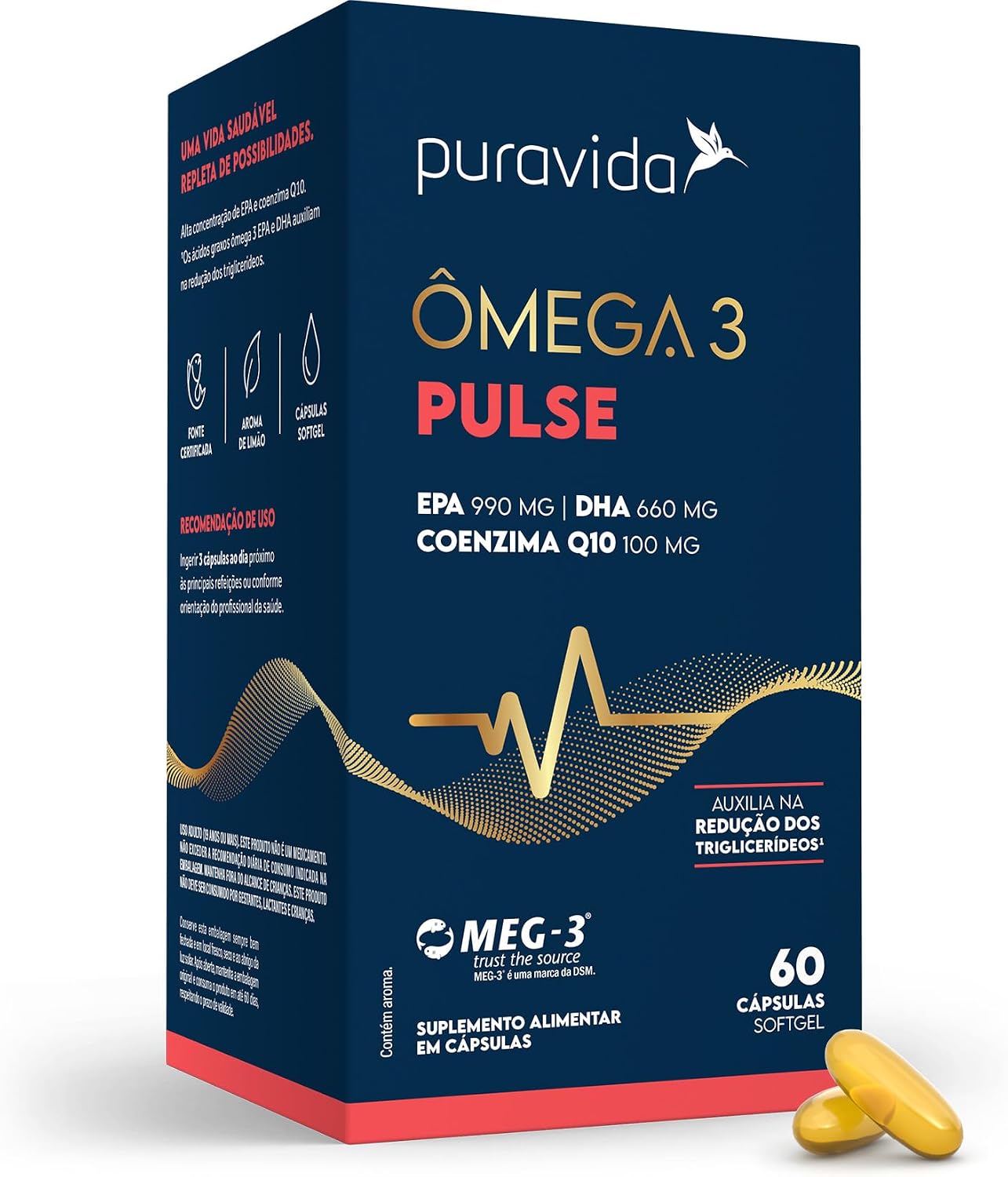 Puravida PULSE ômega 3 com CoQ10